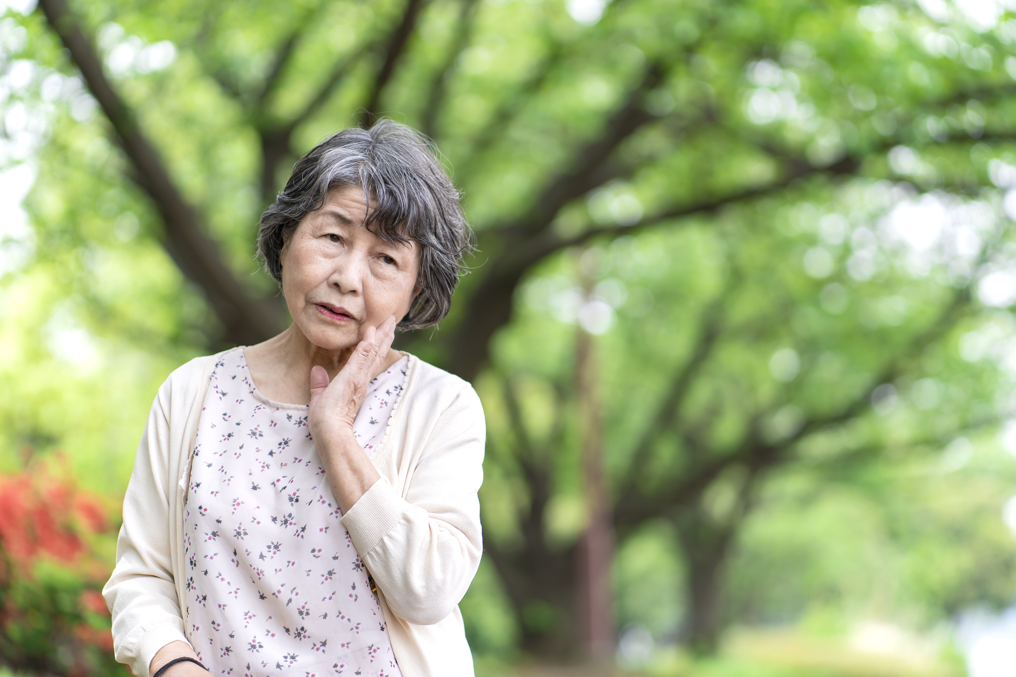 お部屋探しに不安を感じる高齢の女性